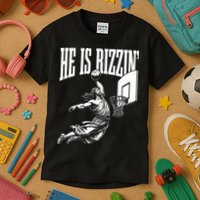 He Is Rizzin Funny Jesus Basketball Meme Kids T-Shirt