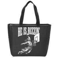 He Is Rizzin Funny Jesus Basketball Meme Zip Tote Bag