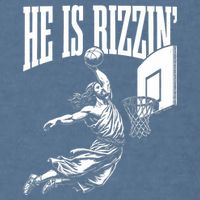 He Is Rizzin Funny Jesus Basketball Meme Garment-Dyed Sweatshirt