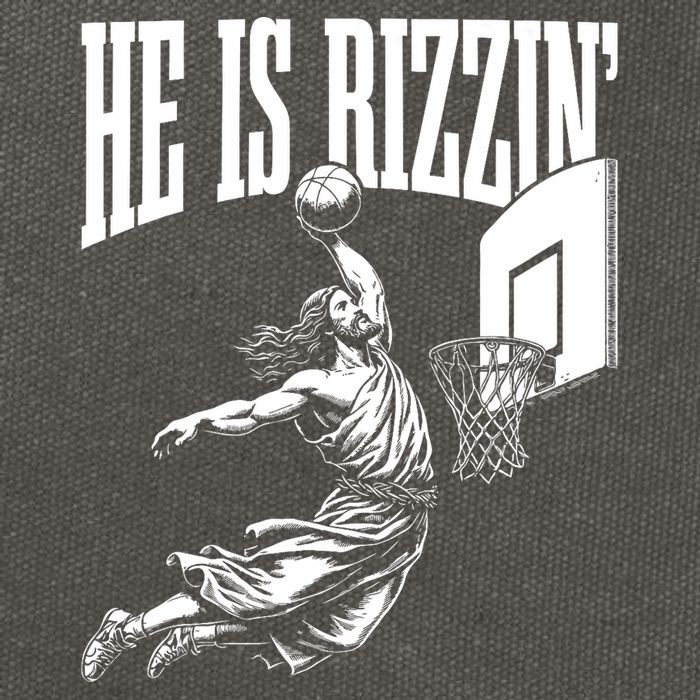 He Is Rizzin Funny Jesus Basketball Meme Cotton Canvas Backpack