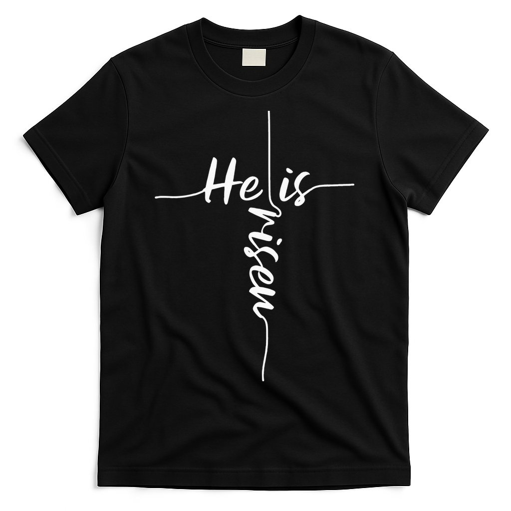 He Is Risen Easter Day Jesus Cross Religious Christian Bible T-Shirt