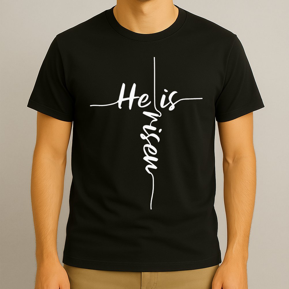 He Is Risen Easter Day Jesus Cross Religious Christian Bible T-Shirt