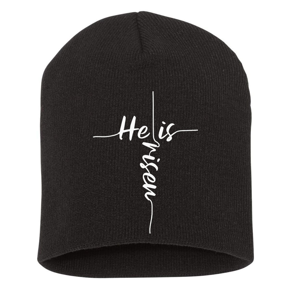 He Is Risen Easter Day Jesus Cross Religious Christian Bible Short Acrylic Beanie