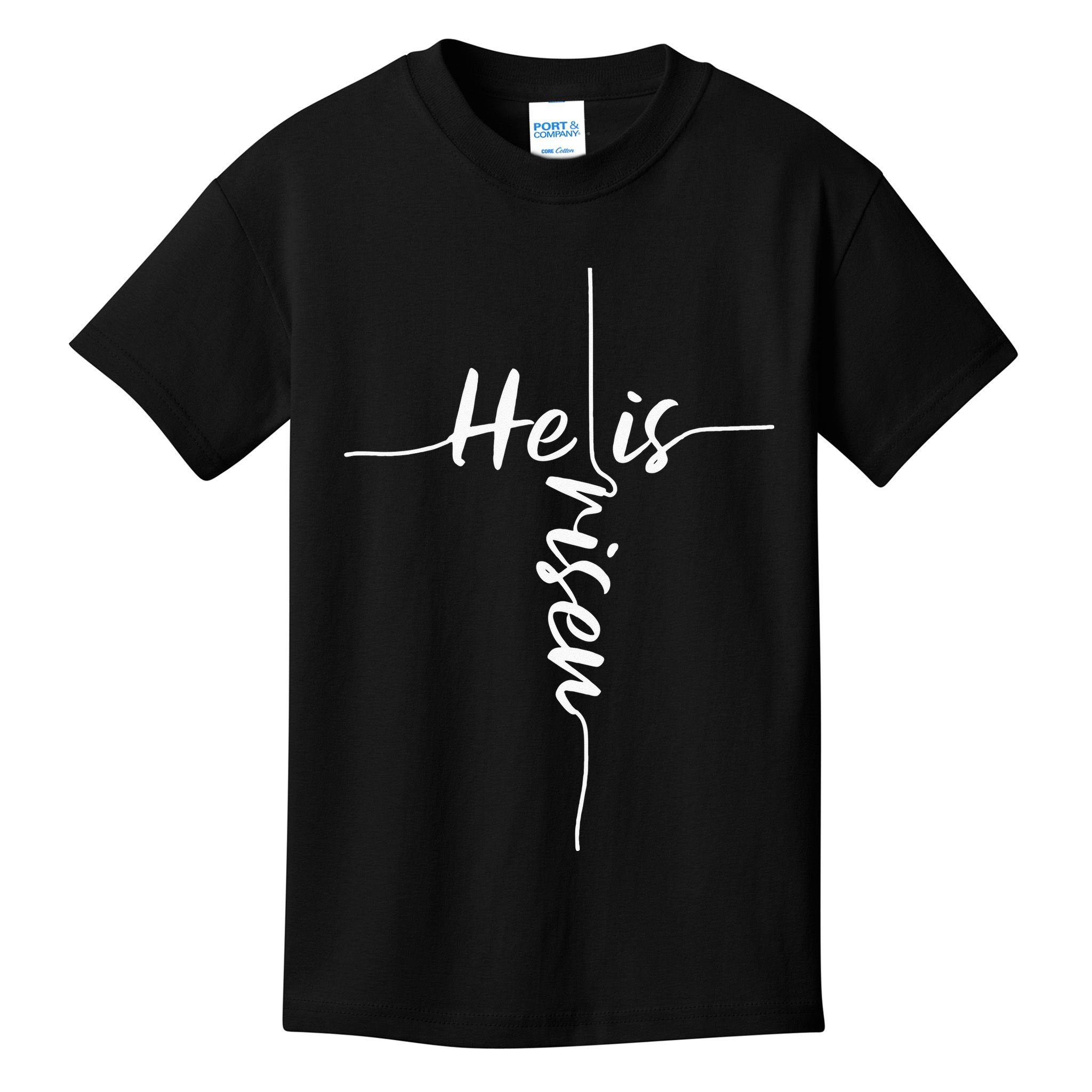 He Is Risen Easter Day Jesus Cross Religious Christian Bible Kids T-Shirt