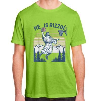 He Is Risen Rizzin Easter Jesus Christian Faith Basketball Adult ChromaSoft Performance T-Shirt