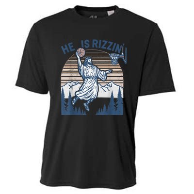 He Is Risen Rizzin Easter Jesus Christian Faith Basketball Cooling Performance Crew T-Shirt