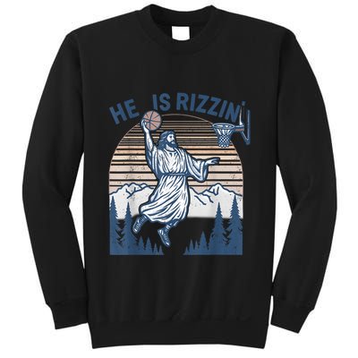 He Is Risen Rizzin Easter Jesus Christian Faith Basketball Sweatshirt