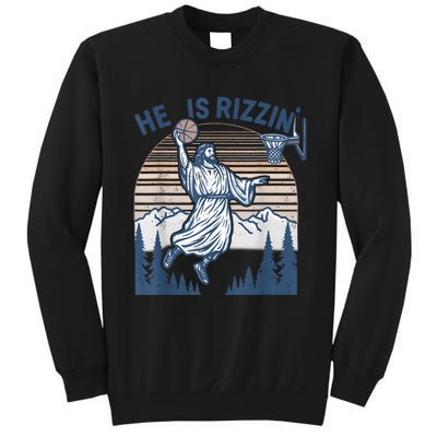 He Is Risen Rizzin Easter Jesus Christian Faith Basketball Sweatshirt