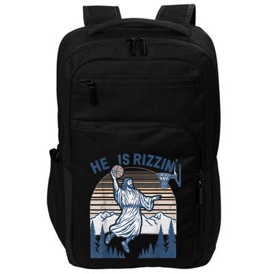 He Is Risen Rizzin Easter Jesus Christian Faith Basketball Impact Tech Backpack