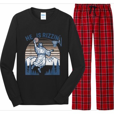 He Is Risen Rizzin Easter Jesus Christian Faith Basketball Long Sleeve Pajama Set