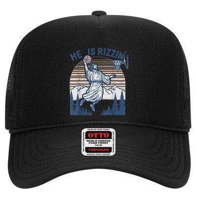 He Is Risen Rizzin Easter Jesus Christian Faith Basketball Trucker Hat