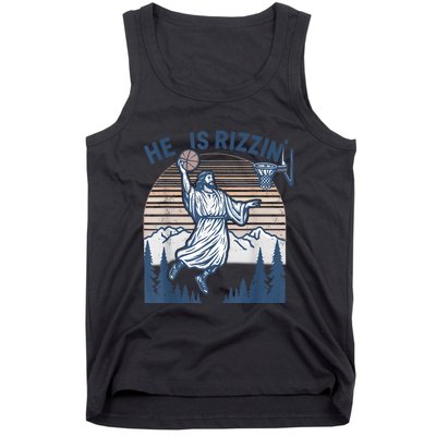 He Is Risen Rizzin Easter Jesus Christian Faith Basketball Tank Top