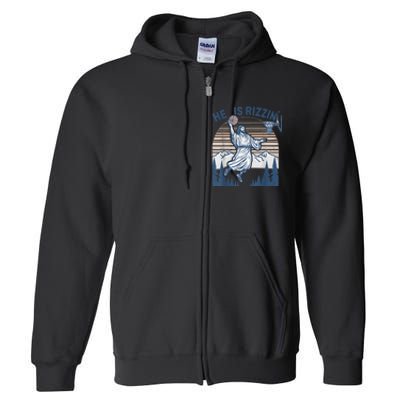 He Is Risen Rizzin Easter Jesus Christian Faith Basketball Full Zip Hoodie