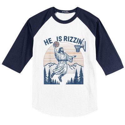 He Is Risen Rizzin Easter Jesus Christian Faith Basketball Baseball Sleeve Shirt