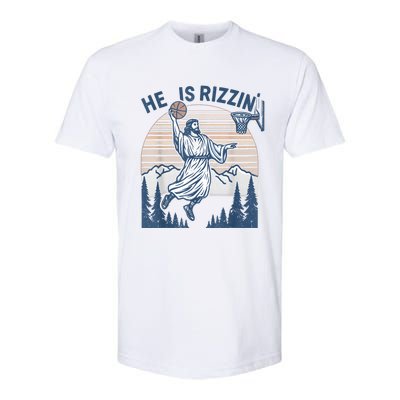 He Is Risen Rizzin Easter Jesus Christian Faith Basketball Softstyle® CVC T-Shirt