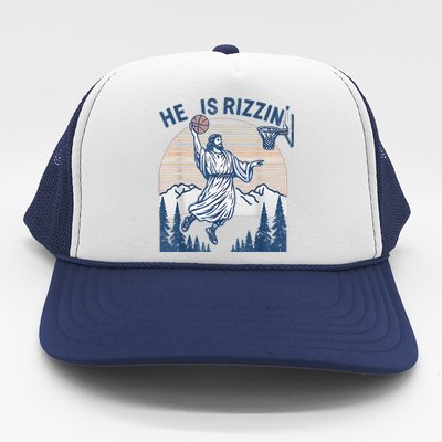 He Is Rizen Funny Easter  Basketball Jesus Trucker Hat