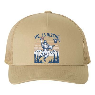 He Is Rizen Funny Easter  Basketball Jesus Yupoong Adult 5-Panel Trucker Hat