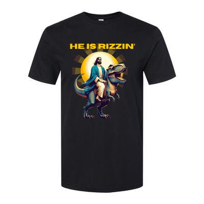 He Is Rizzin Funny Jesus Dinosaur Religion Catholic Softstyle® CVC T-Shirt