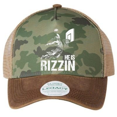He Is Rizzin Funny Jesus Playing Basketball Meme Legacy Tie Dye Trucker Hat