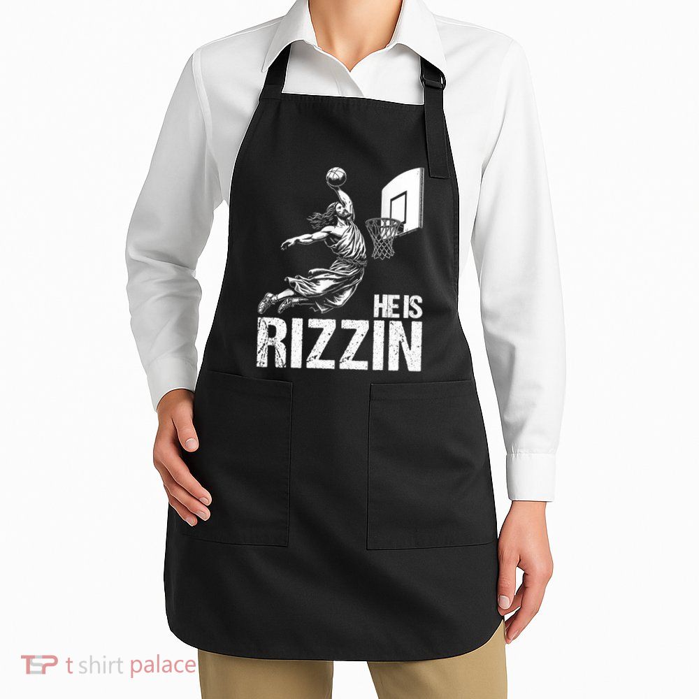 He Is Rizzin Funny Jesus Playing Basketball Meme Apron
