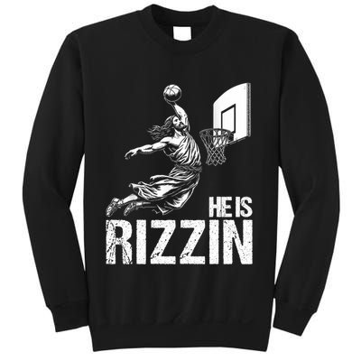 He Is Rizzin Funny Jesus Playing Basketball Meme Sweatshirt