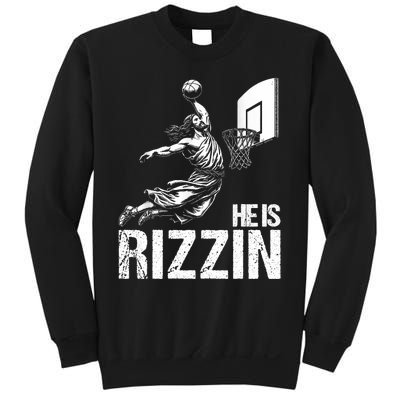 He Is Rizzin Funny Jesus Playing Basketball Meme Sweatshirt