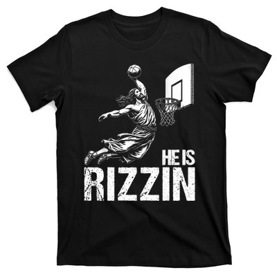 He Is Rizzin Funny Jesus Playing Basketball Meme T-Shirt