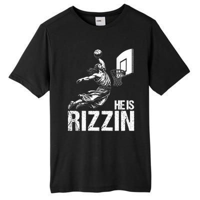 He Is Rizzin Funny Jesus Playing Basketball Meme Tall Fusion ChromaSoft Performance T-Shirt