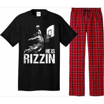 He Is Rizzin Funny Jesus Playing Basketball Meme Pajama Set