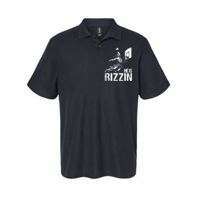 He Is Rizzin Funny Jesus Playing Basketball Meme Softstyle Adult Sport Polo