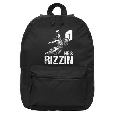 He Is Rizzin Funny Jesus Playing Basketball Meme 16 in Basic Backpack