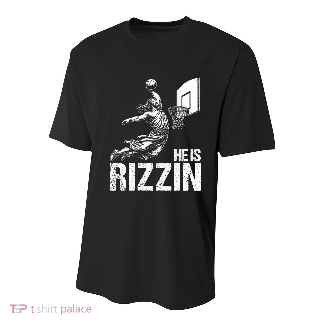 He Is Rizzin Funny Jesus Playing Basketball Meme Youth Performance Sprint T-Shirt