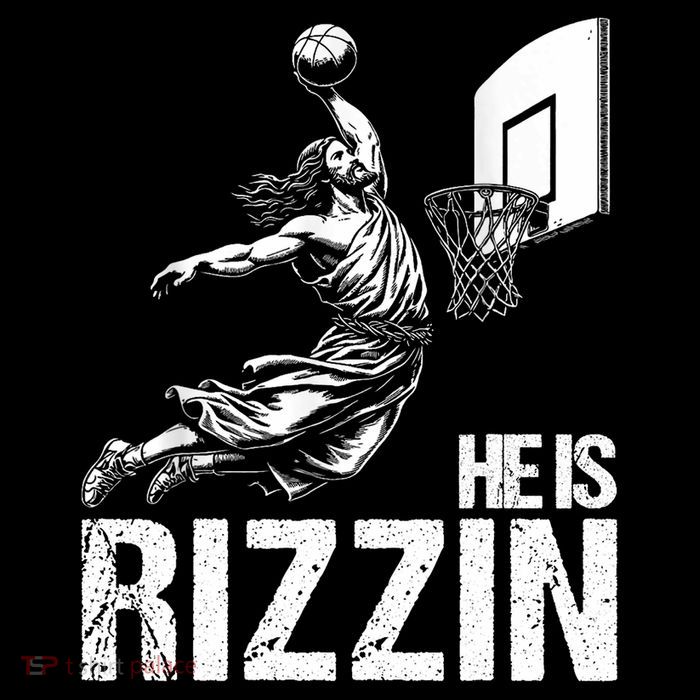 He Is Rizzin Funny Jesus Playing Basketball Meme Youth Performance Sprint T-Shirt