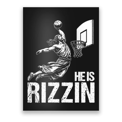 He Is Rizzin Funny Jesus Playing Basketball Meme Poster