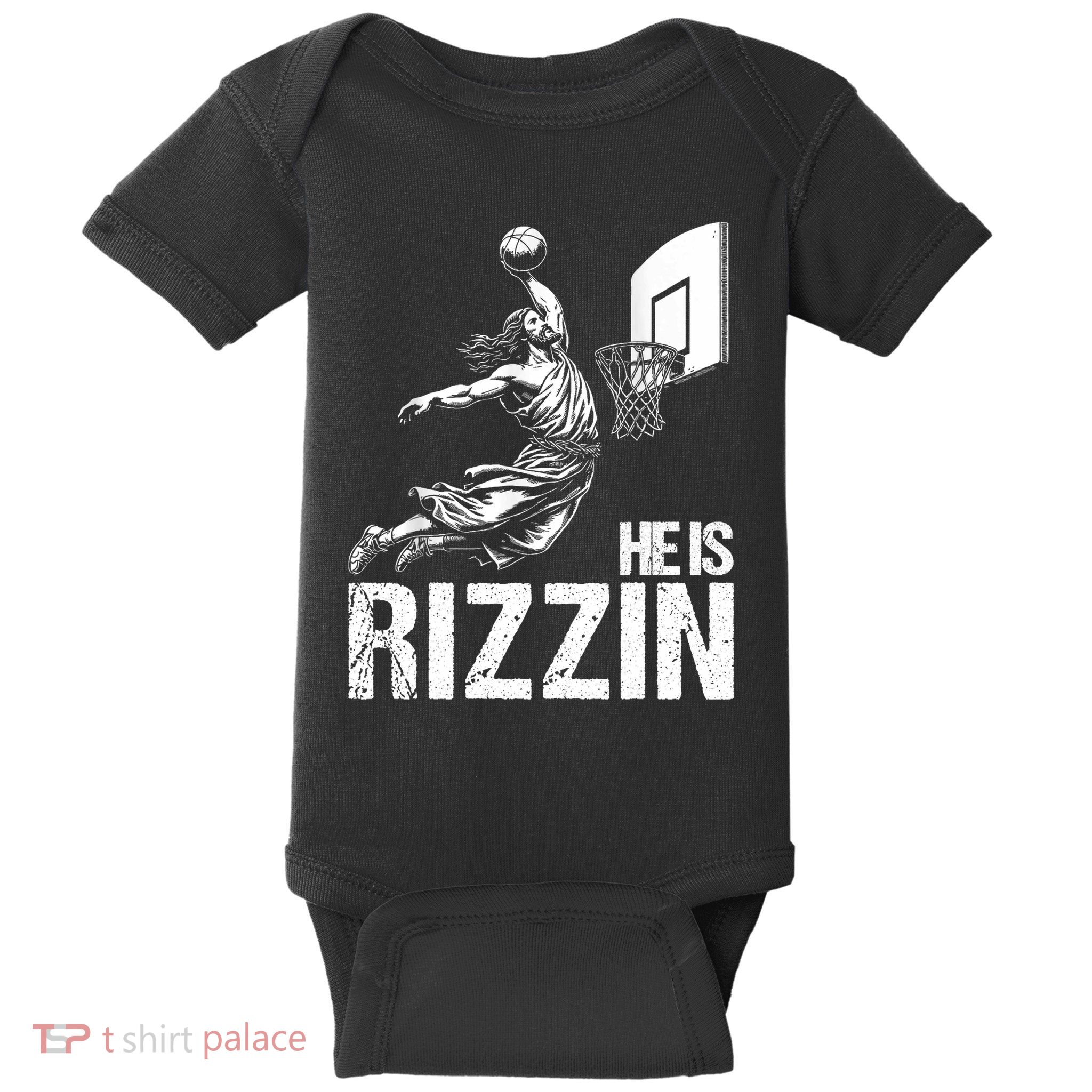 He Is Rizzin Funny Jesus Playing Basketball Meme Baby Bodysuit