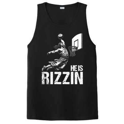 He Is Rizzin Funny Jesus Playing Basketball Meme PosiCharge Competitor Tank