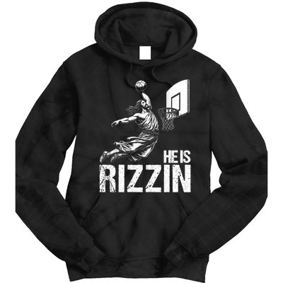 He Is Rizzin Funny Jesus Playing Basketball Meme Tie Dye Hoodie