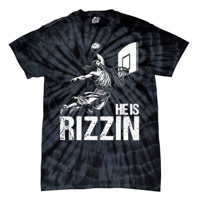 He Is Rizzin Funny Jesus Playing Basketball Meme Tie-Dye T-Shirt