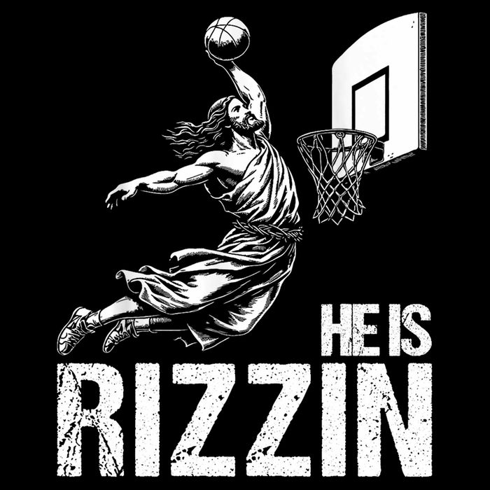 He Is Rizzin Funny Jesus Playing Basketball Meme Short Acrylic Beanie