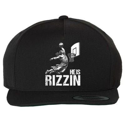 He Is Rizzin Funny Jesus Playing Basketball Meme Wool Snapback Cap