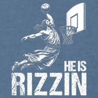He Is Rizzin Funny Jesus Playing Basketball Meme Garment-Dyed Sweatshirt