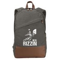 He Is Rizzin Funny Jesus Playing Basketball Meme Cotton Canvas Backpack