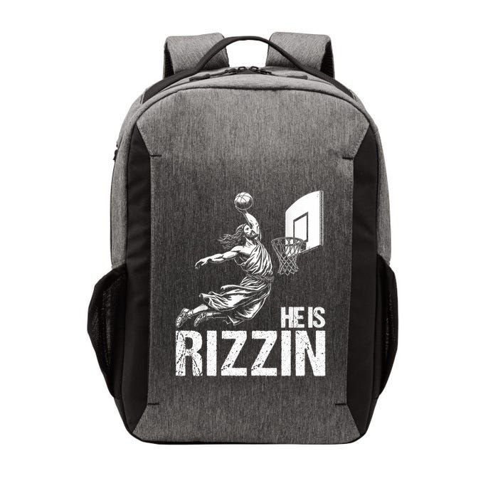 He Is Rizzin Funny Jesus Playing Basketball Meme Vector Backpack