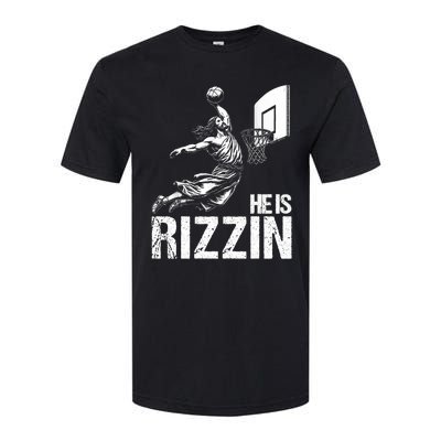 He Is Rizzin Funny Jesus Playing Basketball Meme Softstyle CVC T-Shirt