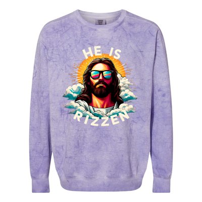 He Is Rizzen Christian Jesus Is Rizzen Christian Religious Colorblast Crewneck Sweatshirt