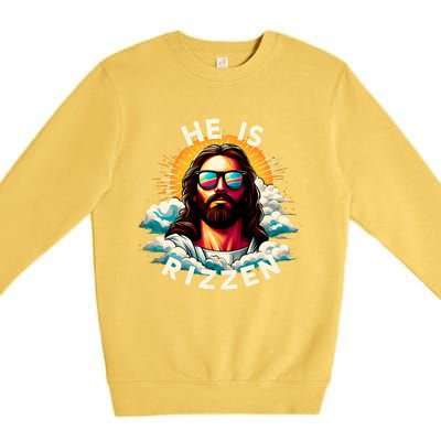 He Is Rizzen Christian Jesus Is Rizzen Christian Religious Premium Crewneck Sweatshirt