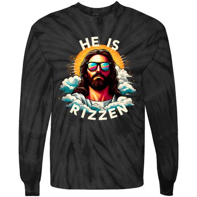 He Is Rizzen Christian Jesus Is Rizzen Christian Religious Tie-Dye Long Sleeve Shirt