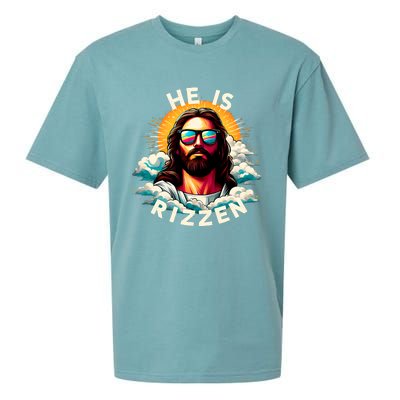 He Is Rizzen Christian Jesus Is Rizzen Christian Religious Sueded Cloud Jersey T-Shirt