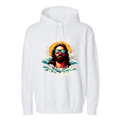 He Is Rizzen Christian Jesus Is Rizzen Christian Religious Garment-Dyed Fleece Hoodie