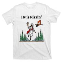 He Is Rizzin Funny Easter Day Jesus Playing Basketball T-Shirt